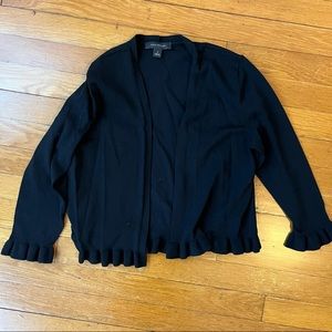 Cropped ruffle black cardigan